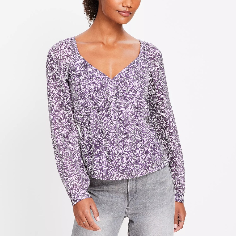 NWT Loft Flowy Purple Patterned Top